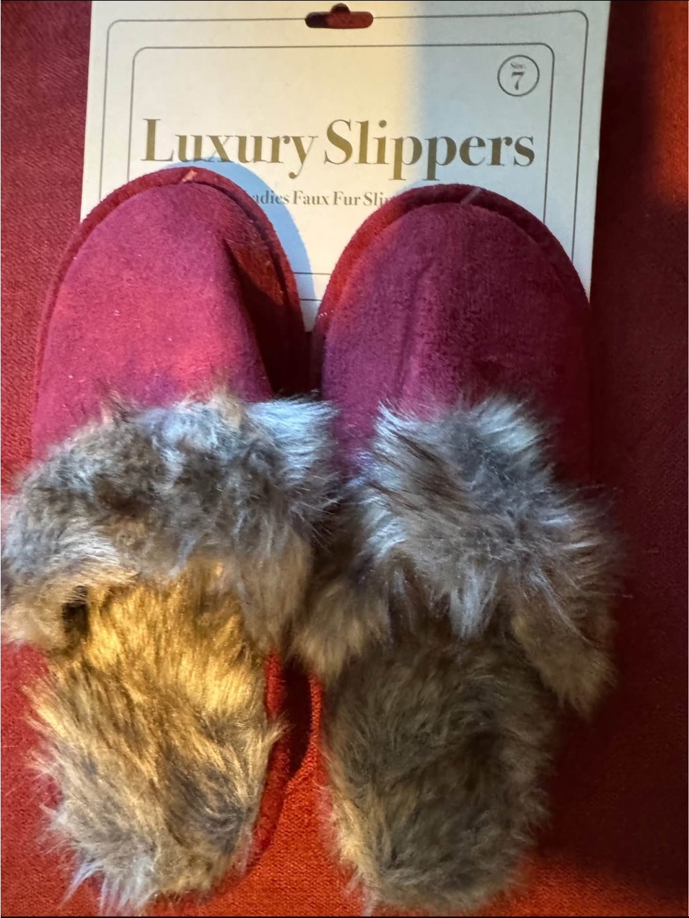 Women’s Faux Fur Burgundy Slip-On